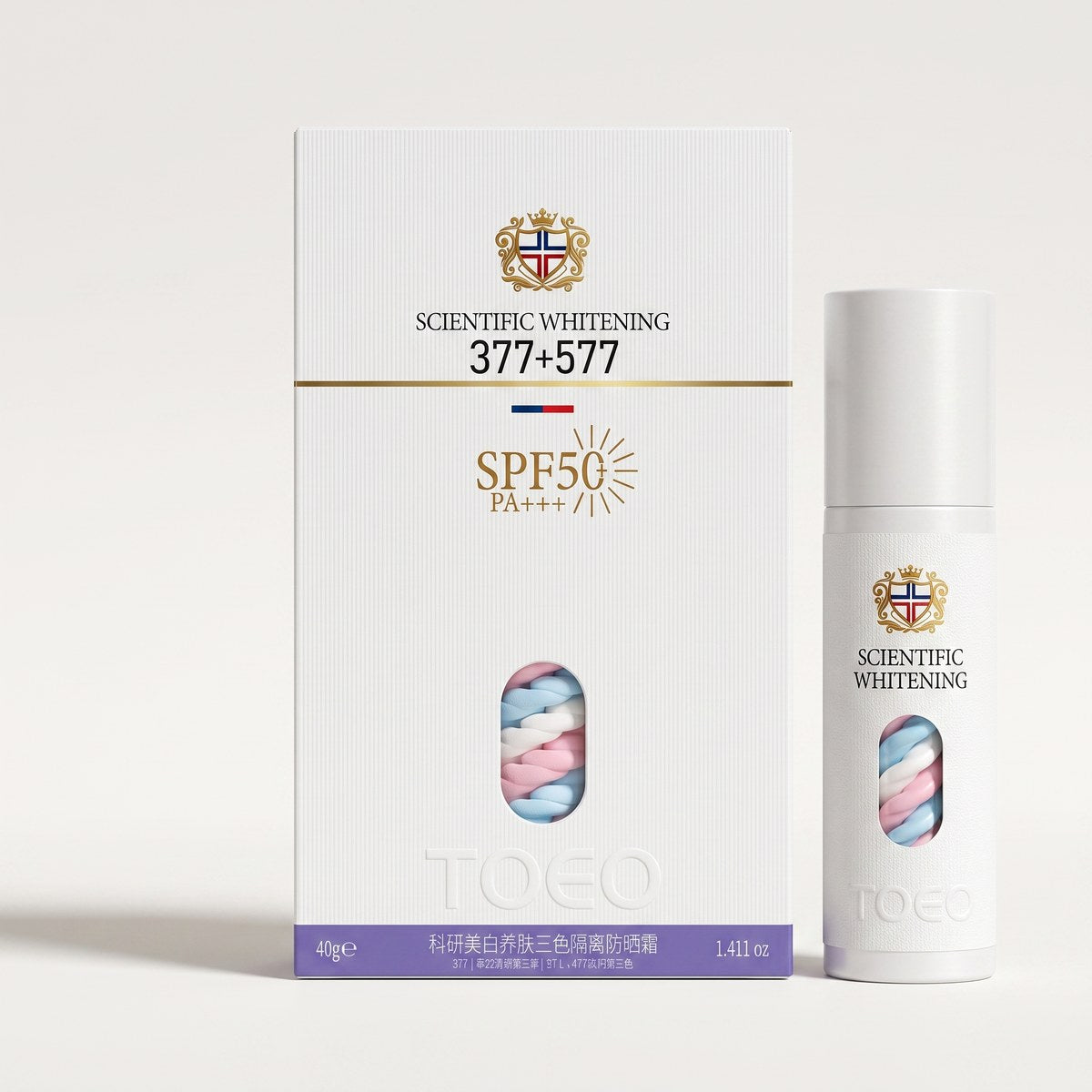 Toeo Scientific Whitening Three-Color Isolation Sunscreen Cream SPF50+ PA+++ 40g